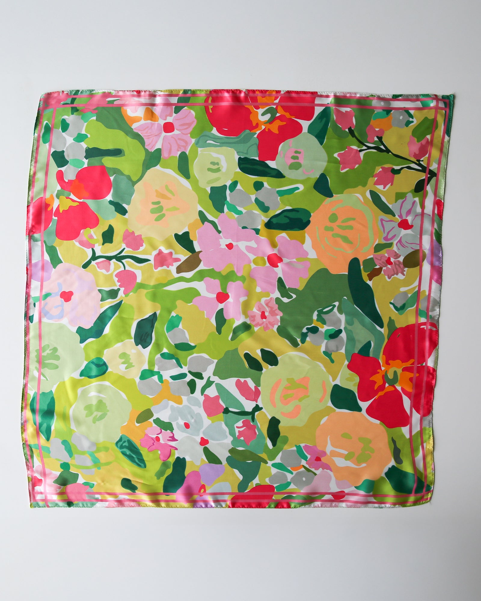 Colorful floral patterned fabric on a white background