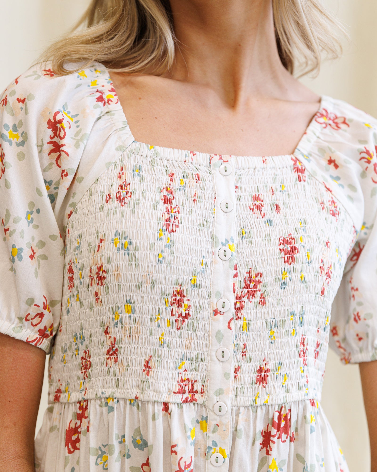 Floral dress with a white background