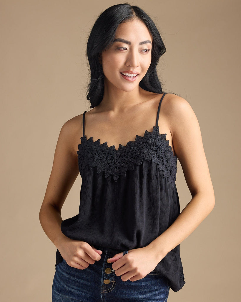 Woman in a black lace cami