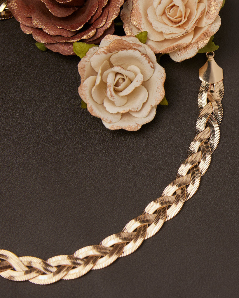 Gold braided chain necklace