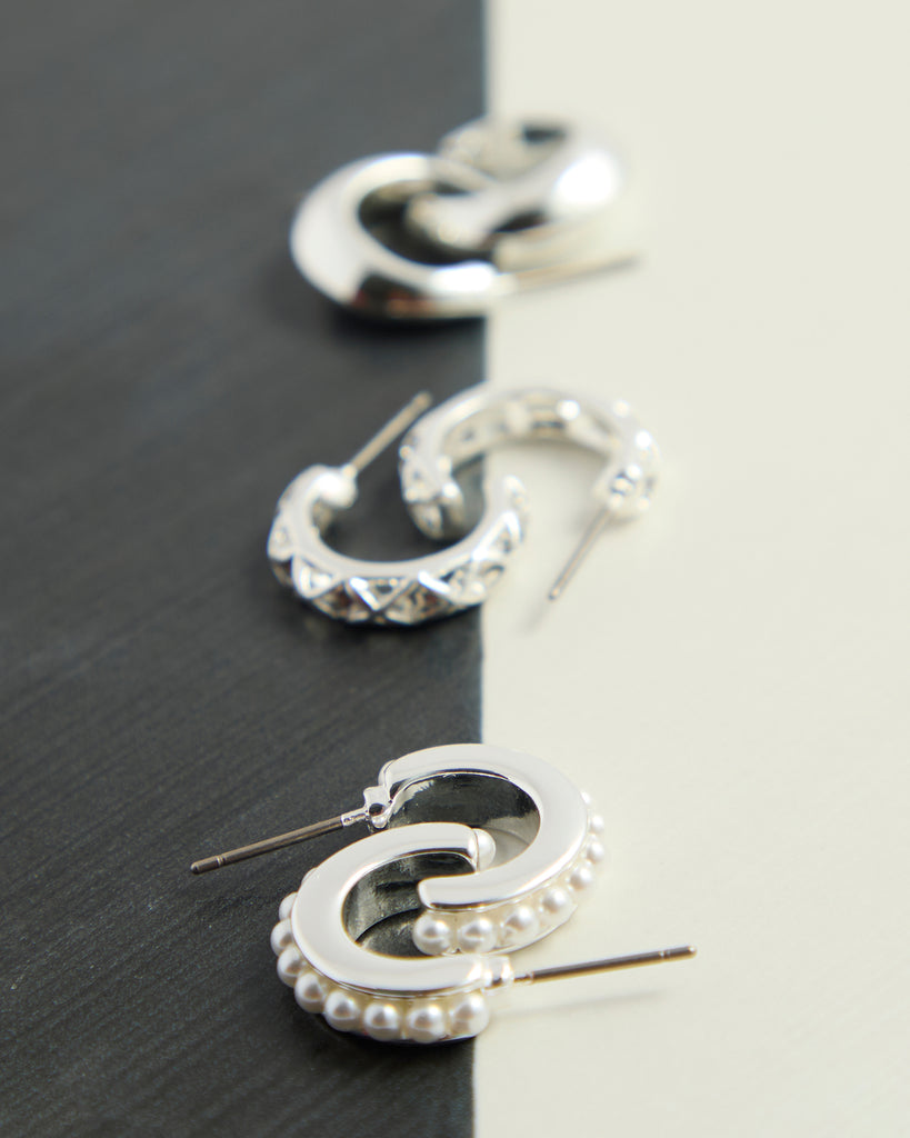 Set of 3 silver mini hoops