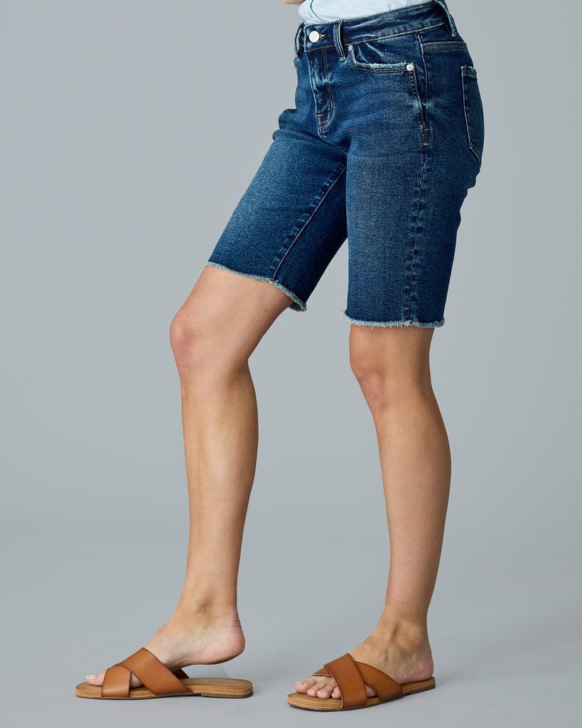 Dark blue denim shorts