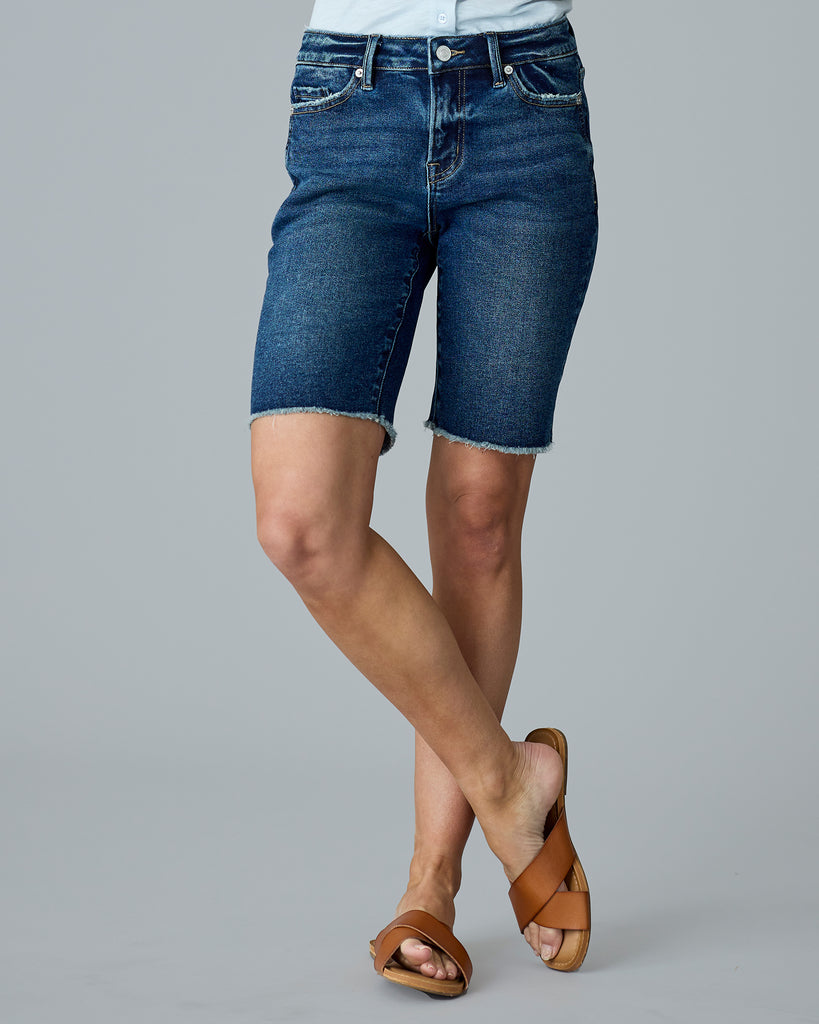 Dark blue denim shorts