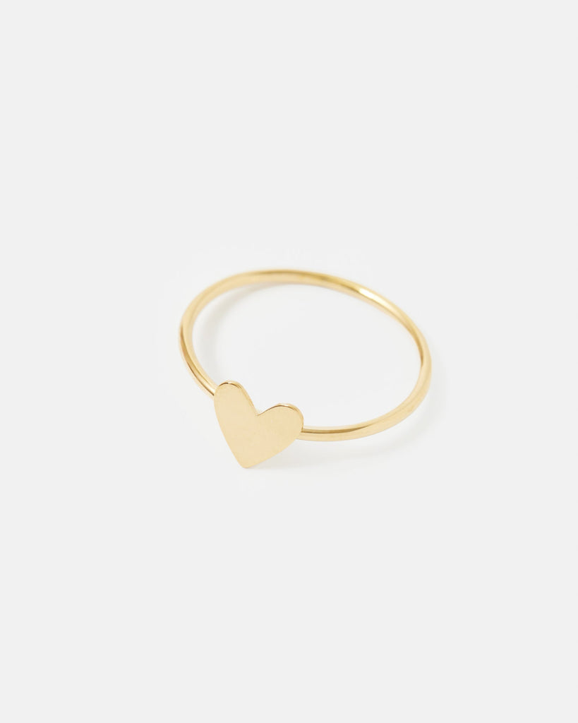 Gold dainty ring with heart on it