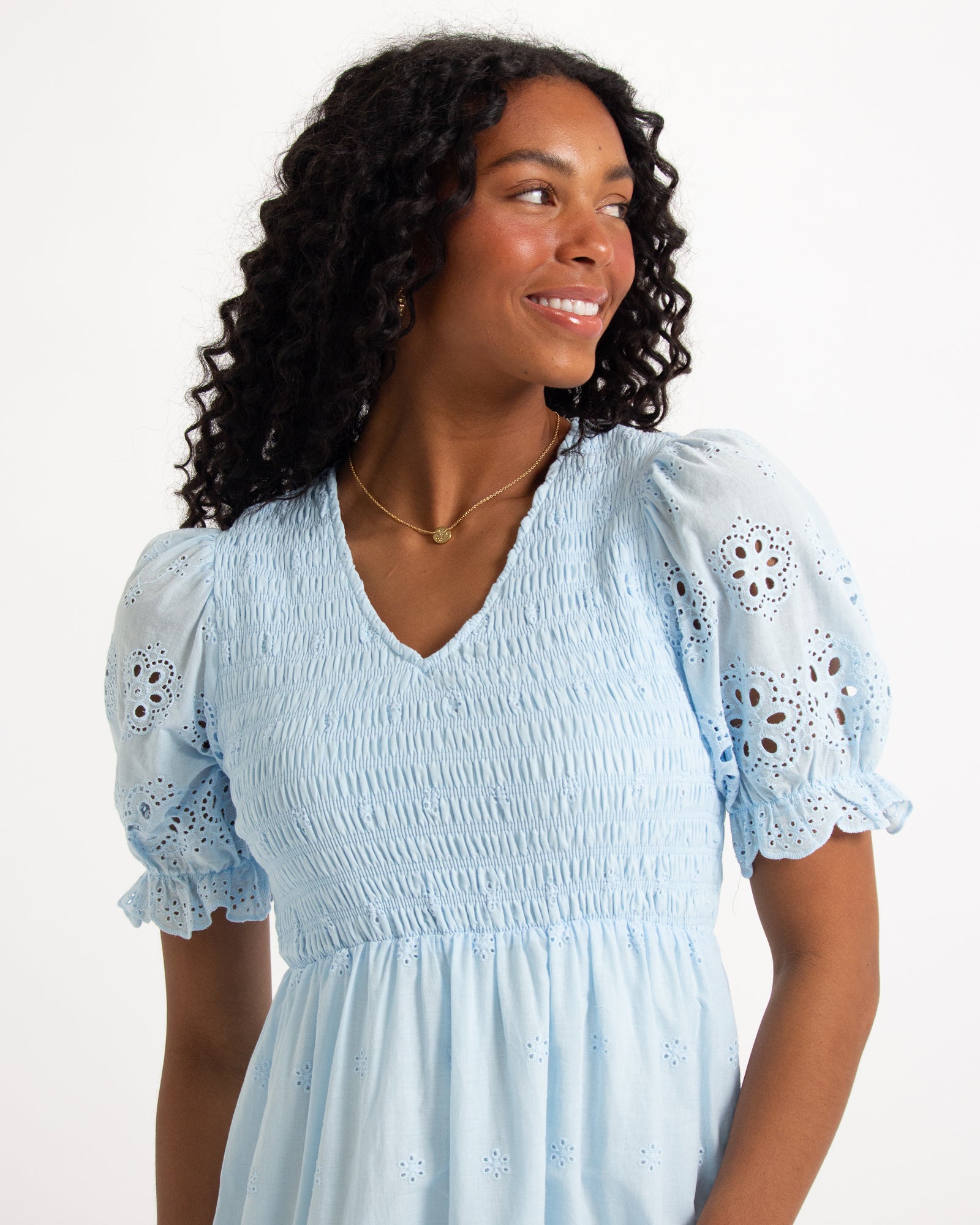 airy blue eyelet delaney dress Blue Skies Eyelet Dress – Downeast