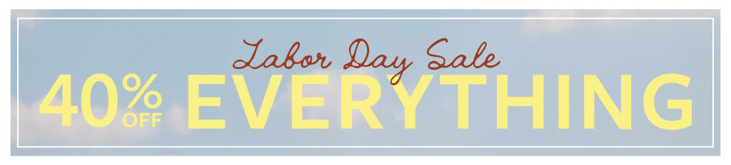 Labor Day sale sign with '40% off Everything' on a light blue background