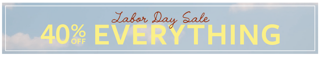 Promotional banner with 'Labor Day Sale 40% OFF EVERYTHING' text on a light blue background.