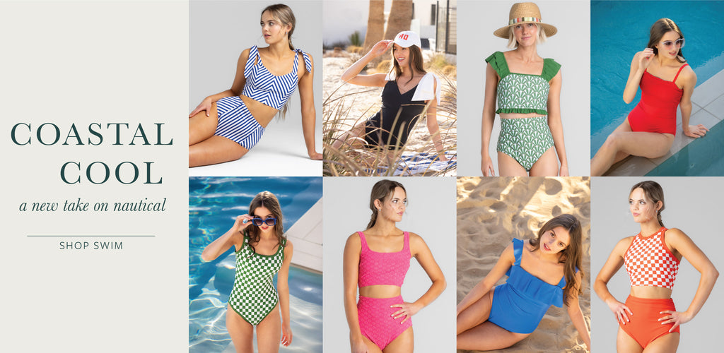 Coastal Cool, a new take on nautical. Shop all swim.