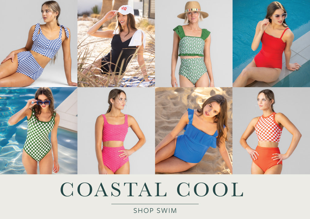 Coastal Cool, a new take on nautical. Shop all swim.